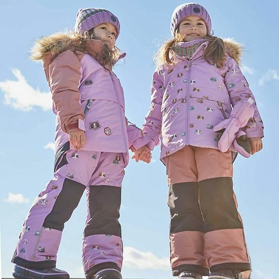 Deux Par Deux Printed Little Cats Two Piece Snowsuit Purple And Brown - Image 2