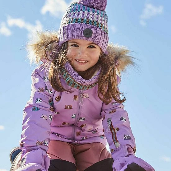 Deux Par Deux Printed Little Cats Two Piece Snowsuit Purple And Brown - Image 3