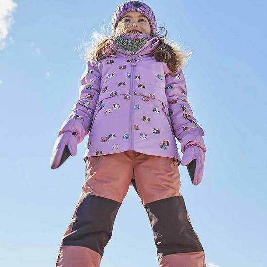 Deux Par Deux Printed Little Cats Two Piece Snowsuit Purple And Brown - Image 4