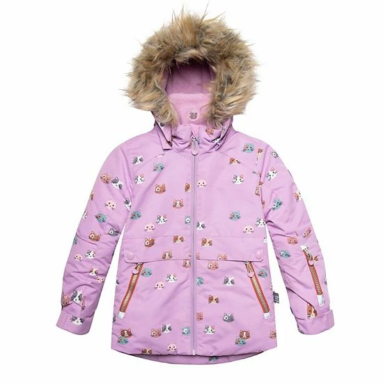 Deux Par Deux Printed Little Cats Two Piece Snowsuit Purple And Brown - Image 5