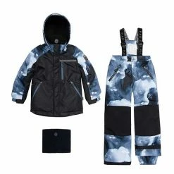 Deux Par Deux Two Piece Snowsuit Blue Black Camo With Polar Bear Print