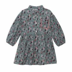 Deux Par Deux Long Sleeve Baby Corduroy Printed Dress