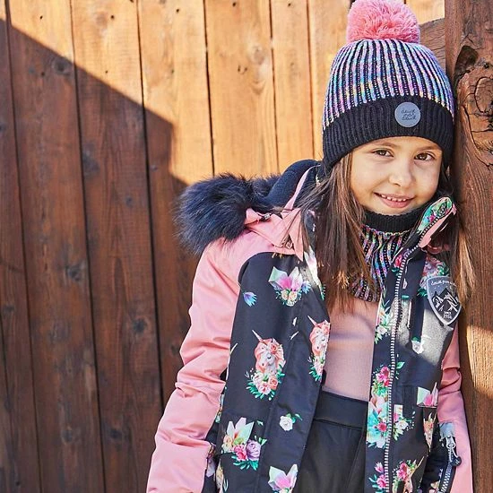 Deux Par Deux Printed Unicorns Two Piece Snowsuit Coral And Black - Image 2