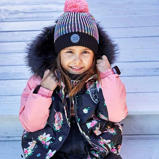 Deux Par Deux Printed Unicorns Two Piece Snowsuit Coral And Black - Image 3