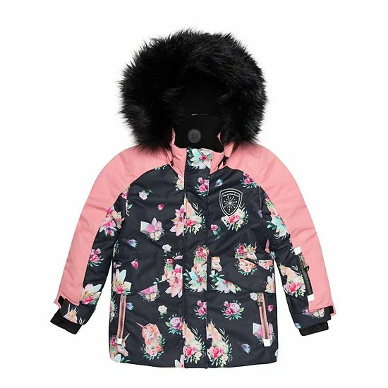 Deux Par Deux Printed Unicorns Two Piece Snowsuit Coral And Black - Image 4