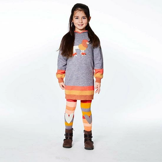 Deux Par Deux Striped Tights Pink, Red And Grey - Image 3