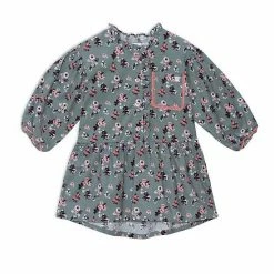 Deux Par Deux Baby Corduroy Long Sleeve Tunic Printed Flowers