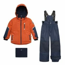 Deux Par Deux Two Piece Snowsuit Orange And Navy Blue