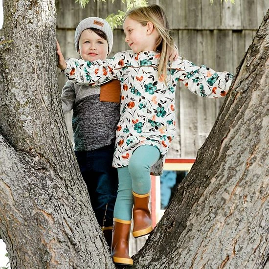 Deux Par Deux Printed Long Sleeve Dress With Watercolor Flowers - Image 3