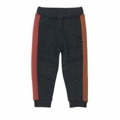Deux Par Deux Fleece Pant Dark Grey With Clay Brown