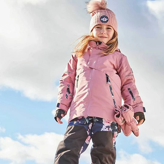 Deux Par Deux Two Piece Technical Snowsuit Dusty Rose And Navy Printed Roses - Image 2