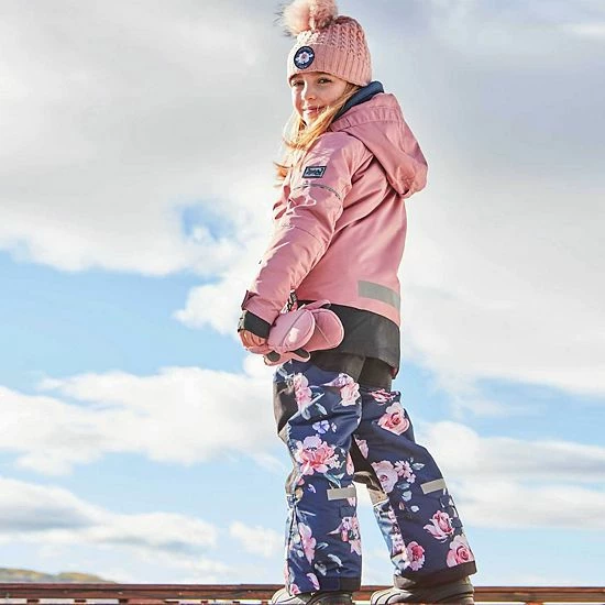 Deux Par Deux Two Piece Technical Snowsuit Dusty Rose And Navy Printed Roses - Image 3