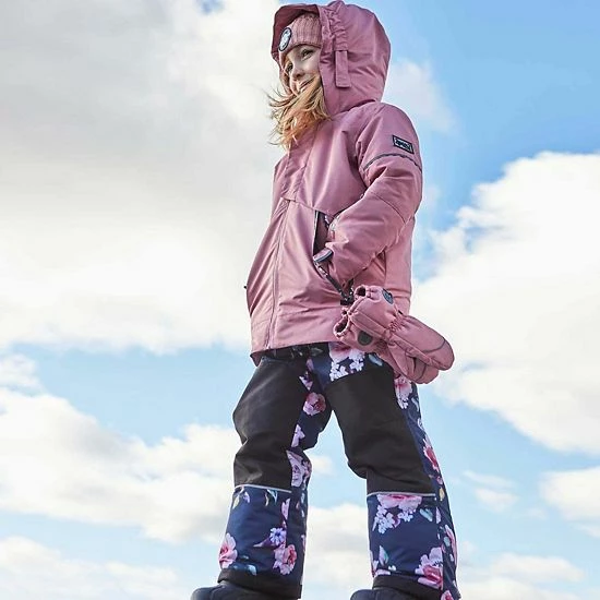 Deux Par Deux Two Piece Technical Snowsuit Dusty Rose And Navy Printed Roses - Image 4