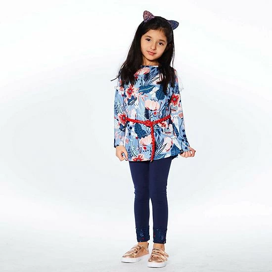 Deux Par Deux Long Sleeve Tunic With Belt Printed Weasels - Image 2