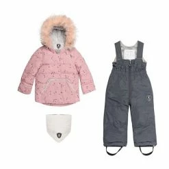 Deux Par Deux Printed Flowers Two Piece Baby Snowsuit Pink