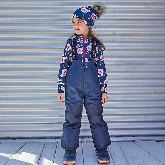 Deux Par Deux Printed Roses Two Piece Snowsuit Dusty Rose With Navy Pant - Image 5