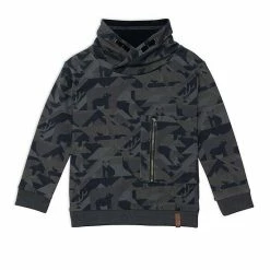 Deux Par Deux Fleece Top With High Neck And Pocket