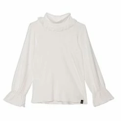 Deux Par Deux Long Sleeve Mock Neck Top Off White