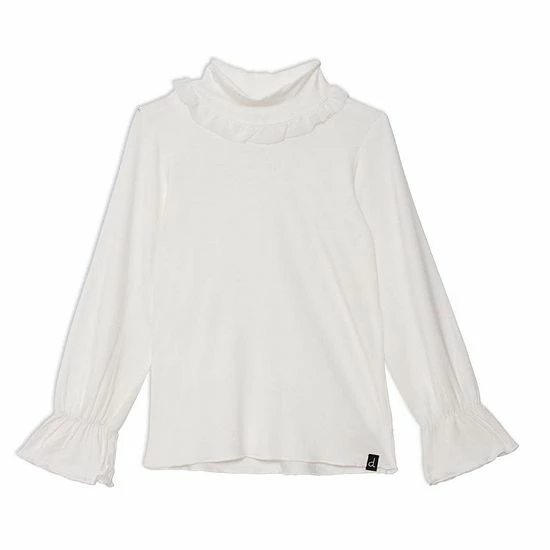Deux Par Deux Long Sleeve Mock Neck Top Off White