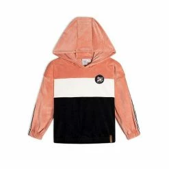 Deux Par Deux Colorblock Velvet Hooded Top