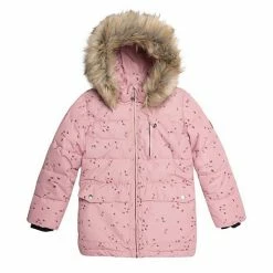 Deux Par Deux Puffy Jacket Pink With Small Flowers Print