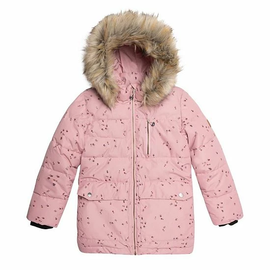 Deux Par Deux Puffy Jacket Pink With Small Flowers Print