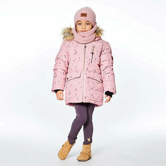 Deux Par Deux Puffy Jacket Pink With Small Flowers Print - Image 2