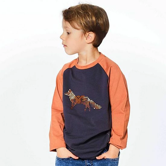 Deux Par Deux Long Sleeve Raglan Top With Fox Print - Image 4