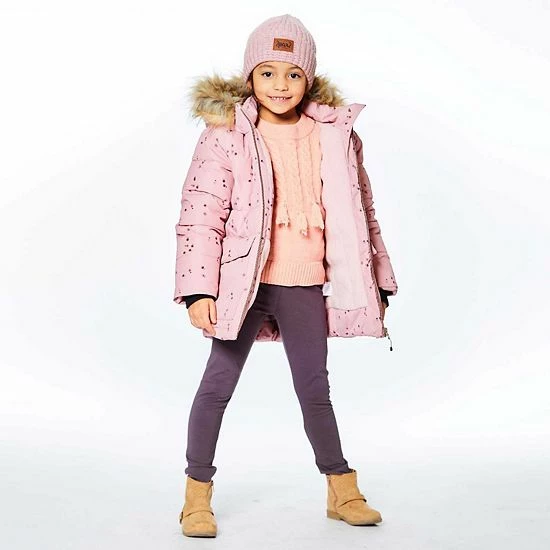 Deux Par Deux Puffy Jacket Pink With Small Flowers Print - Image 3