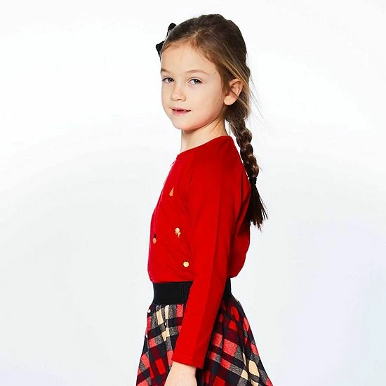 Deux Par Deux Long Sleeve Raglan Top With Frill Red - Image 3