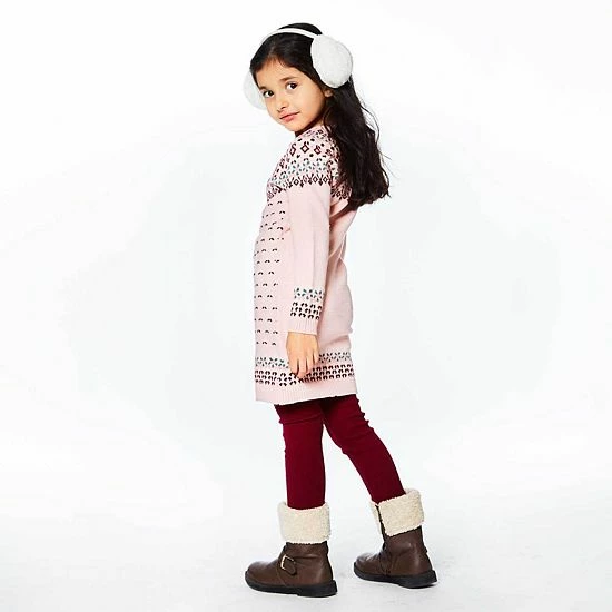Deux Par Deux Knitted Long Sleeve Dress Silver Pink And Burgundy - Image 2