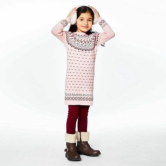 Deux Par Deux Knitted Long Sleeve Dress Silver Pink And Burgundy - Image 3