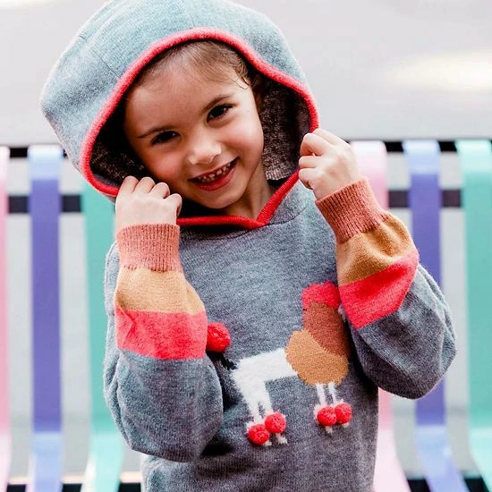 Deux Par Deux Hooded Knitted Long Sleeve Dress With Poodle - Image 2