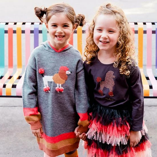 Deux Par Deux Hooded Knitted Long Sleeve Dress With Poodle - Image 4