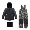 Deux Par Deux Printed Dinosaurs Two Piece Snowsuit Black