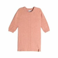 Deux Par Deux Knitted 3/4 Sleeve Dress Light Pink