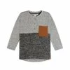 Deux Par Deux Long Sleeve Brushed Jersey Top With Pocket Light Heather Gray