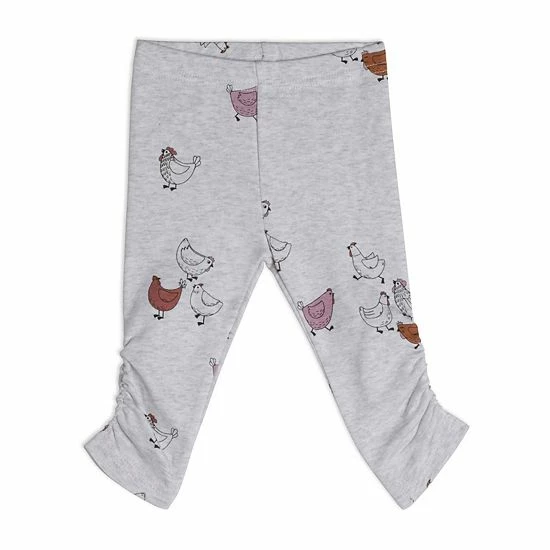 Deux Par Deux Organic Cotton Dress And Leggings Set Hen Print Dusty Purple And Beige - Image 3