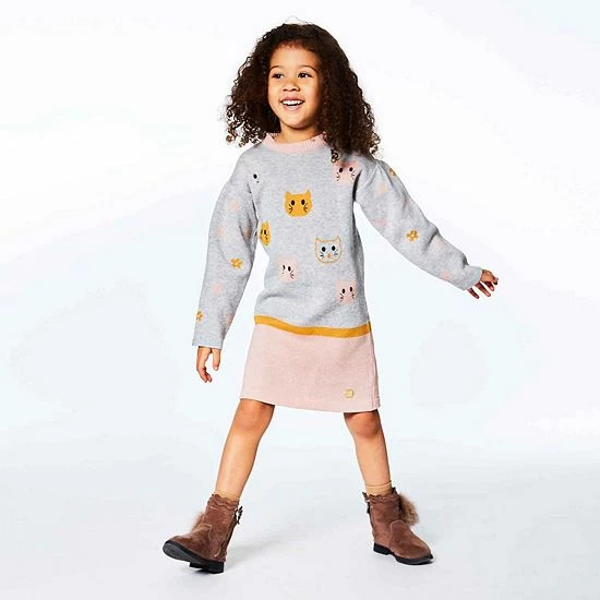 Deux Par Deux Sweater Knit Long Sleeve Dress With Jacquard Cats Deux Par Deux Sweater Knit Long Sleeve Dress With Jacquard Cats -Deux par Deux Shop unnamed file 852