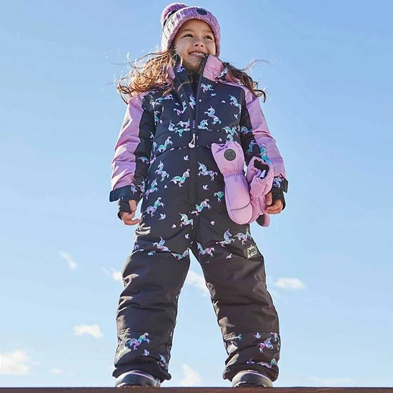 Deux Par Deux One Piece Snowsuit Printed Unicorns Black And Lilac - Image 4