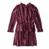 Deux Par Deux Long Sleeve Crinkle Dress Red Violet