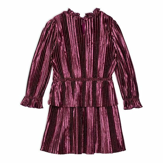 Deux Par Deux Long Sleeve Crinkle Dress Red Violet - Image 4