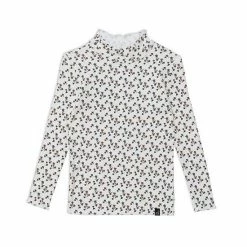 Deux Par Deux Mock Neck Long Sleeve Rib Top