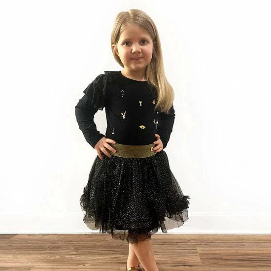 Deux Par Deux Gold Foil Printed Mesh Skirt - Image 2