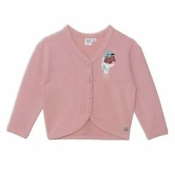 Deux Par Deux Long Sleeve Cardigan Silver Pink